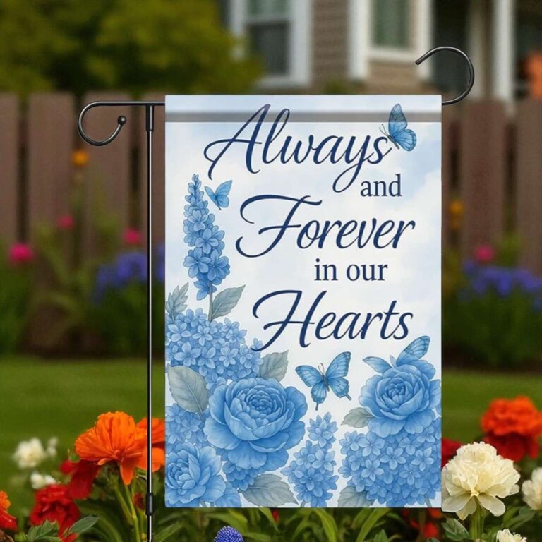 Memorial Garden Flag with Floral Butterfly Design Outdoor Banner