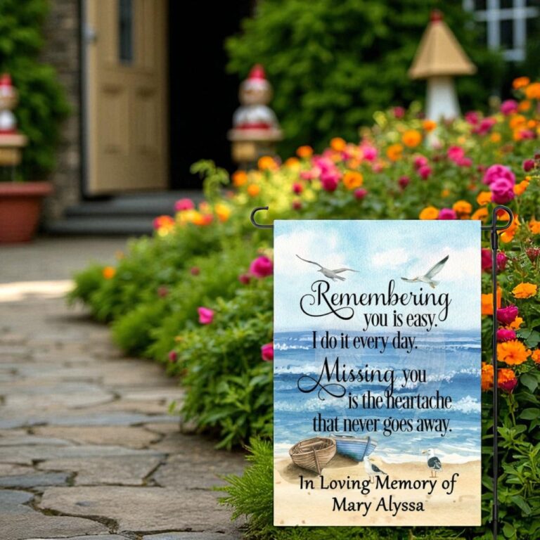 Memorial Garden Flag, Personalized Beach Scene Decor