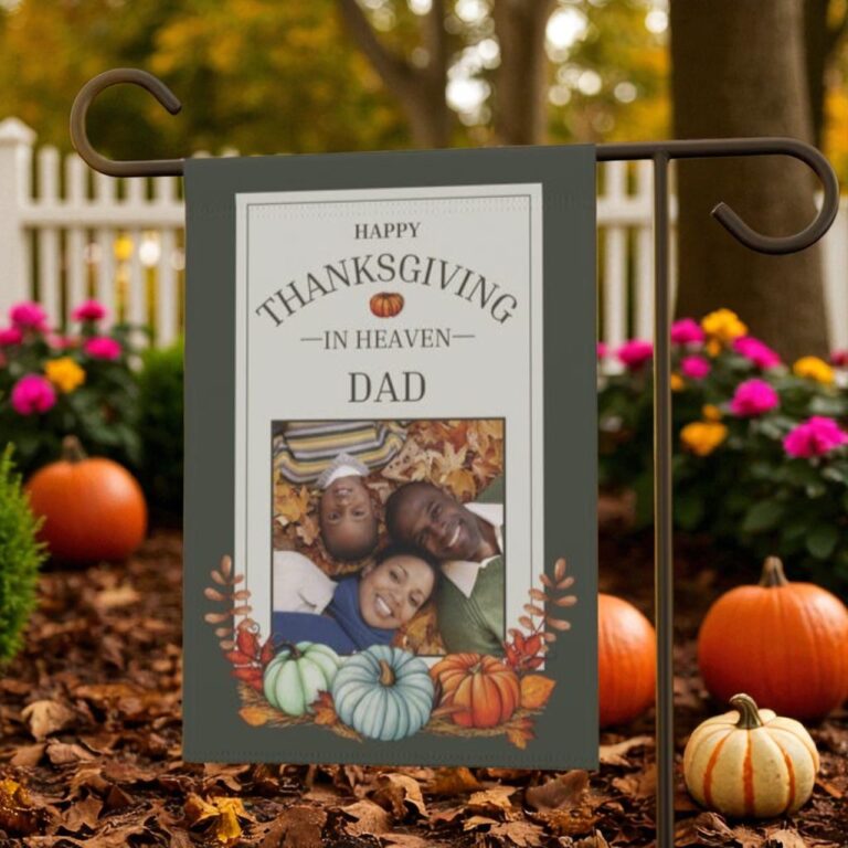 Memorial Garden Flag, Personalized Thanksgiving Grave Decor
