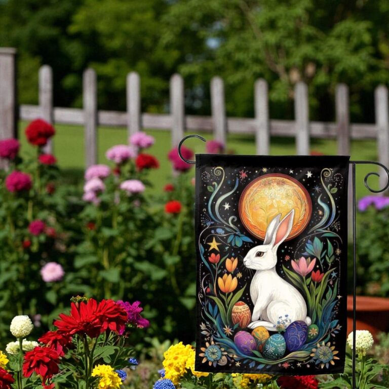 Mystical Bunny Garden Flag, Easter Spring Decoration