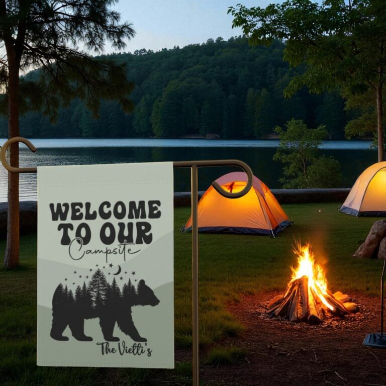 Outdoor Bear Flag, Personalized Family Camping Sign