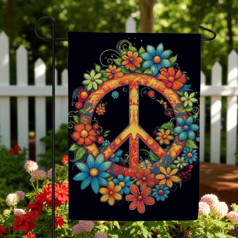 Peace Garden Flag, Flower Power Hippie Bohemian Flag