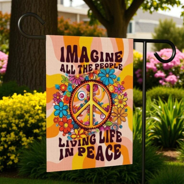 Peace Garden Flag, Hippie Yard Decor