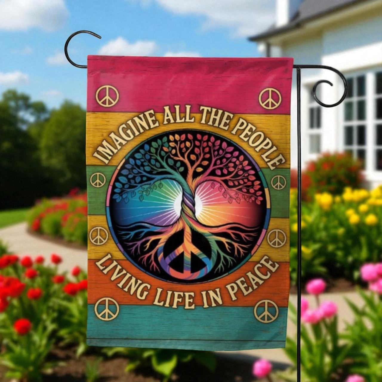 Peace Sign Flag, Hippie Garden Flag