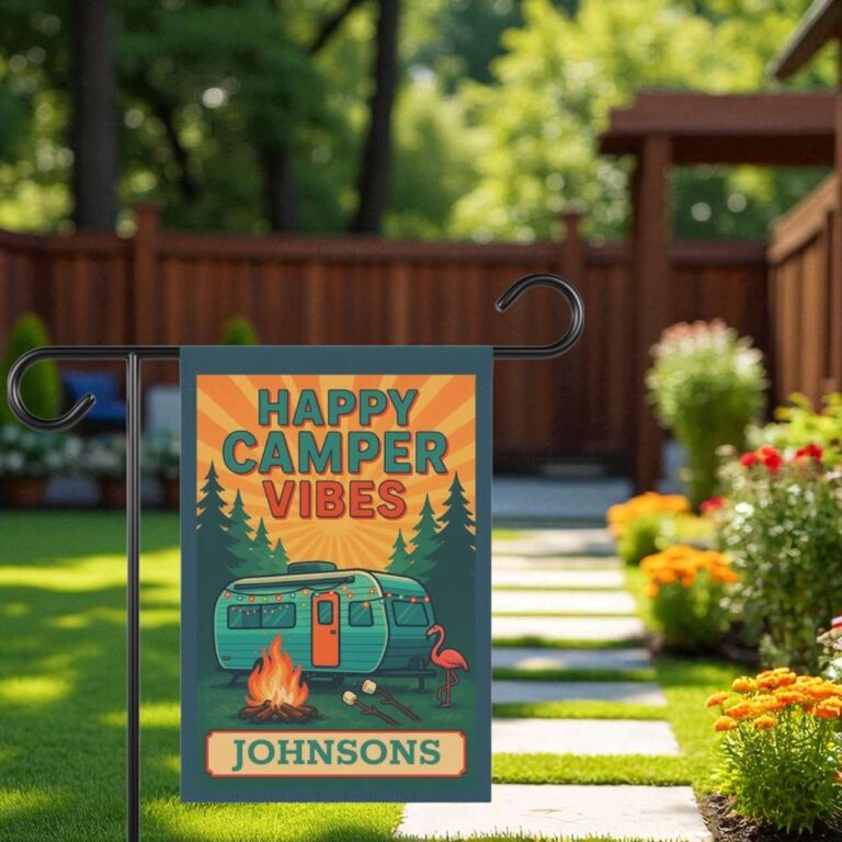 Personalized Camp Banner Outdoor Family Sign Custom Campsite Flag