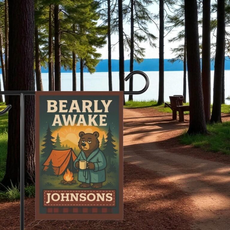 Personalized Camp Banner, Family Name Campsite Flag