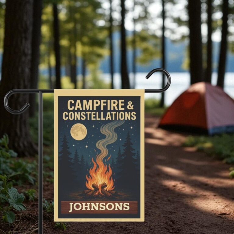 Personalized Camp Banner, Family Name Campsite Flag