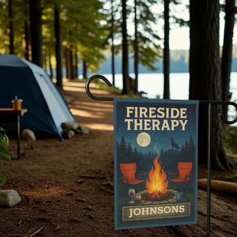 Personalized Camp Banner, Family Name Campsite Flag