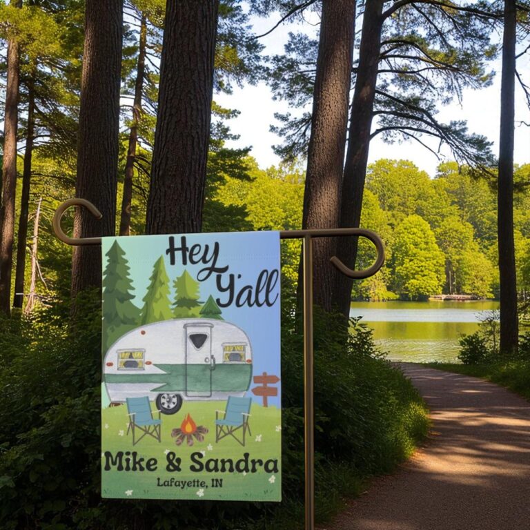 Personalized Camper Flag, Family Camping Decor