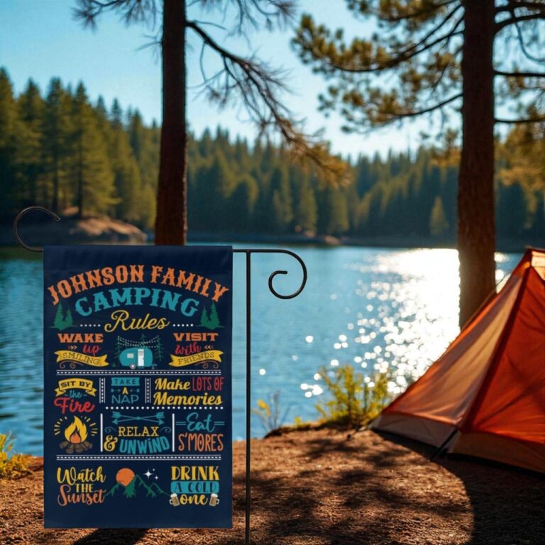 Personalized Camping Flag, Custom Campsite Decor