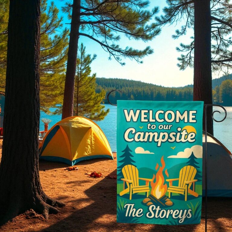 Personalized Camping Flag, Custom Campsite Sign