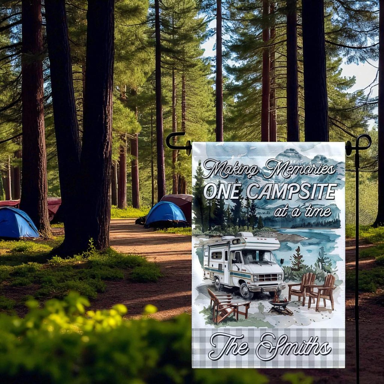 Personalized Camping Flag, Custom Family Yard Flag
