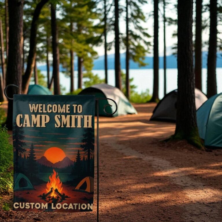 Personalized Camping Flag, Custom Family Yard Flag