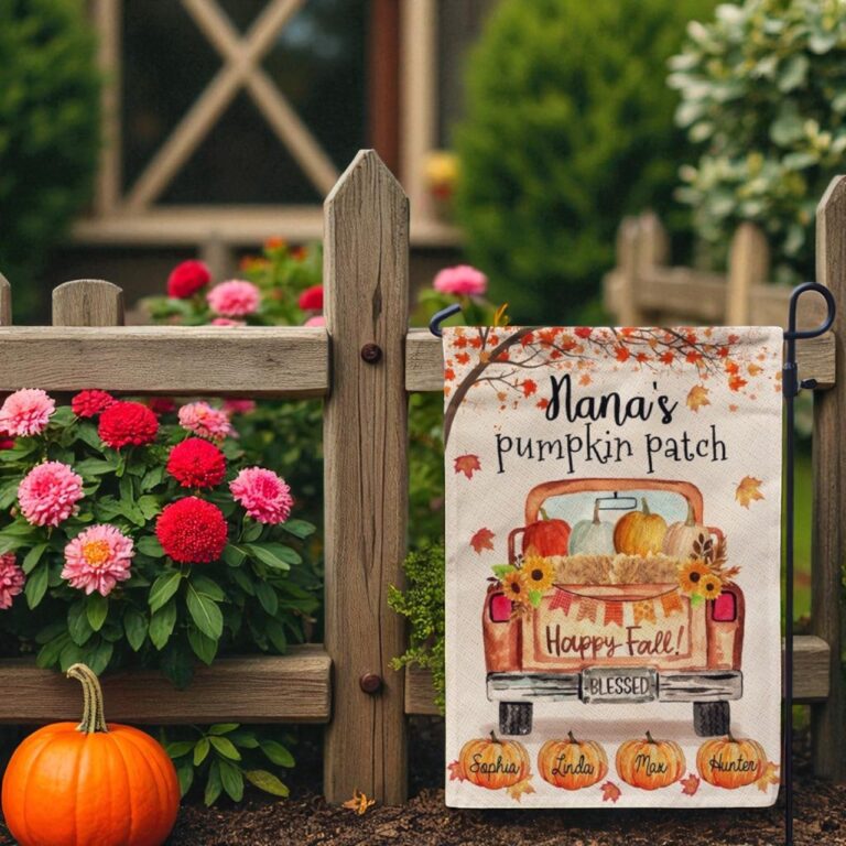 Personalized Fall Truck Flag, Custom Pumpkin Garden Flag