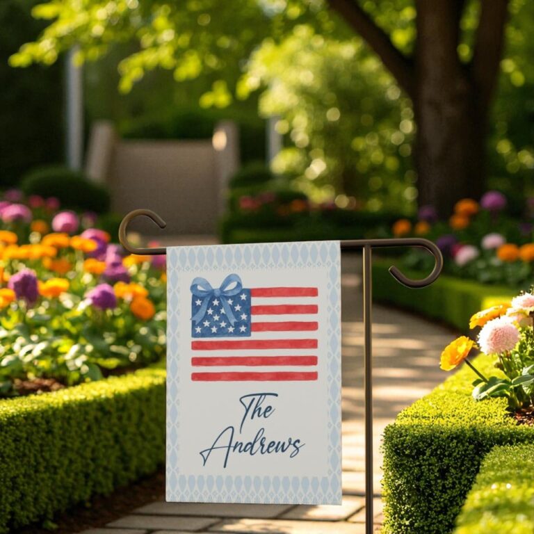 Personalized July 4th Garden Flag, Independence Day Outdoor Decor