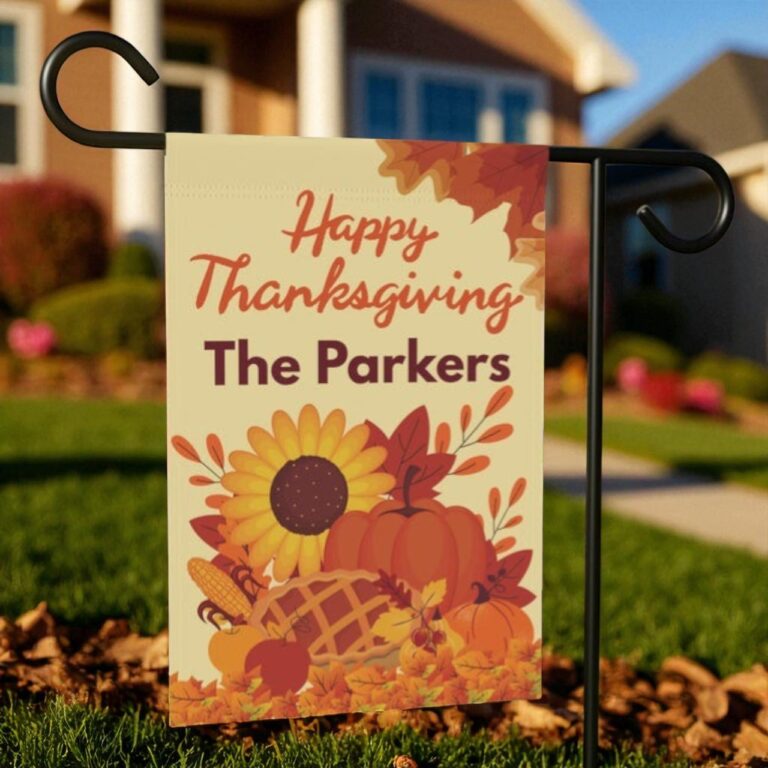 Personalized Thanksgiving Garden Flag, Custom Fall Yard Decoration