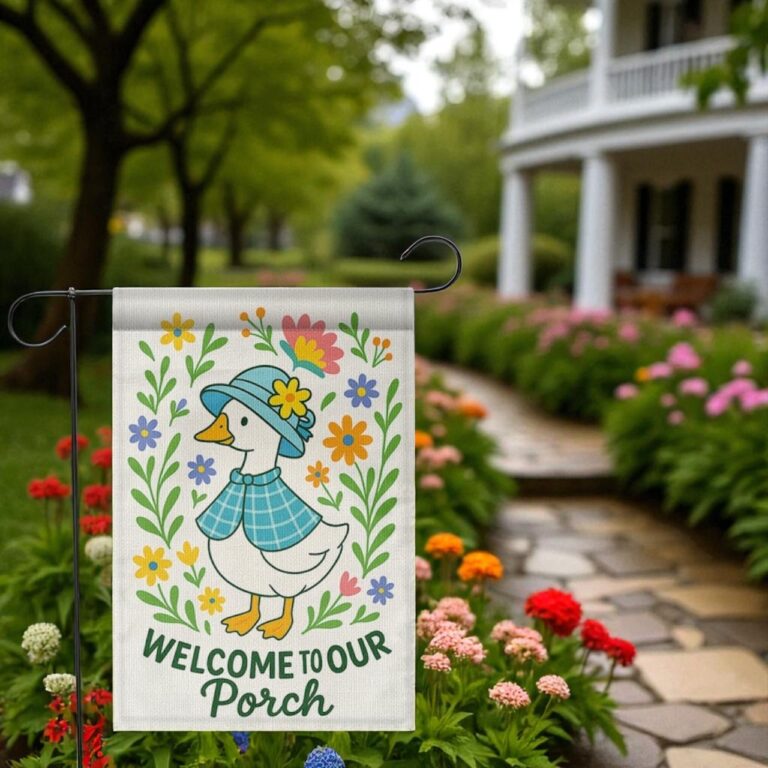 Welcome Porch Flag, Silly Goose Outdoor Decor