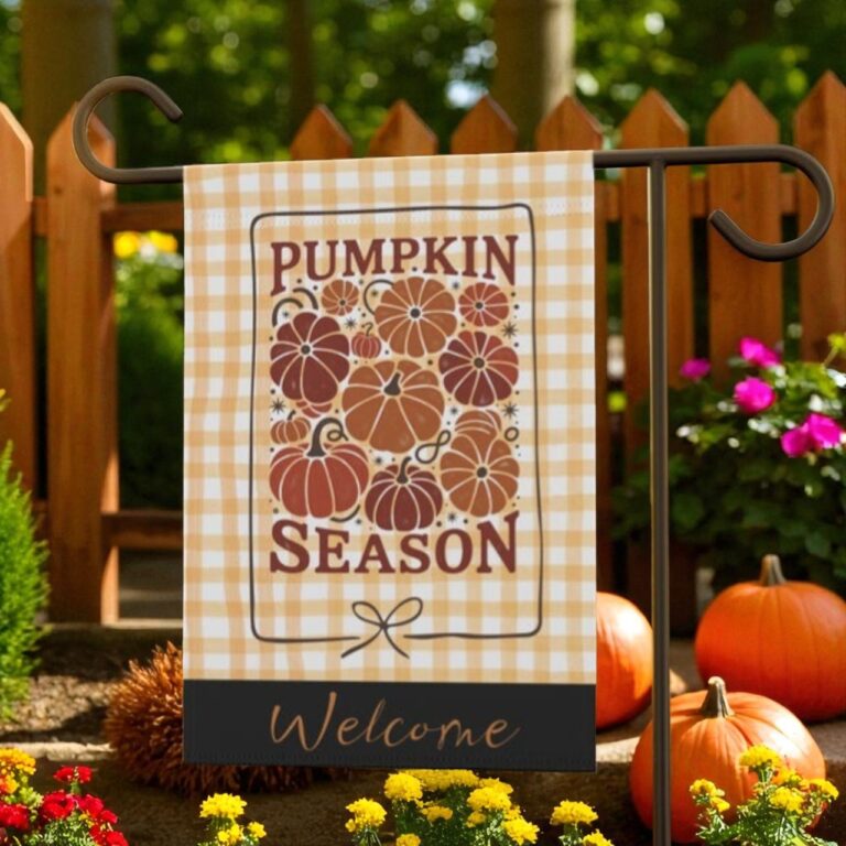 Pumpkin Season Garden Banner, Fall Decor Welcome Sign