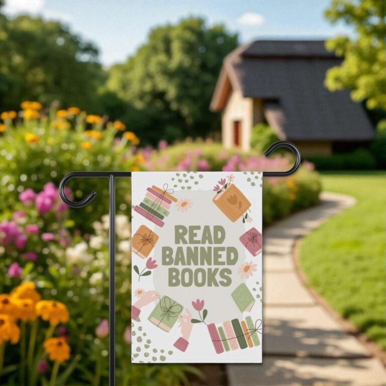 Read Banned Books Flag for Garden | Book Lover Outdoor Decor