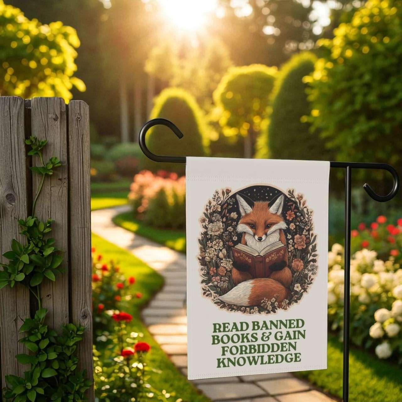Read Banned Books Garden Flag, Bookish Yard Flag