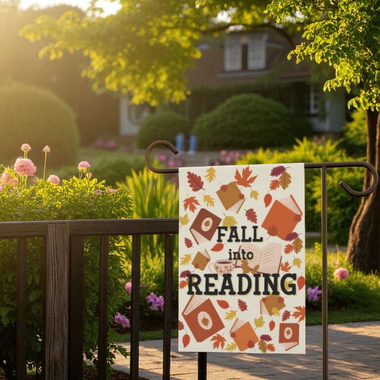 Reading Garden Flag for Fall | Cozy Bookish Outdoor Decor