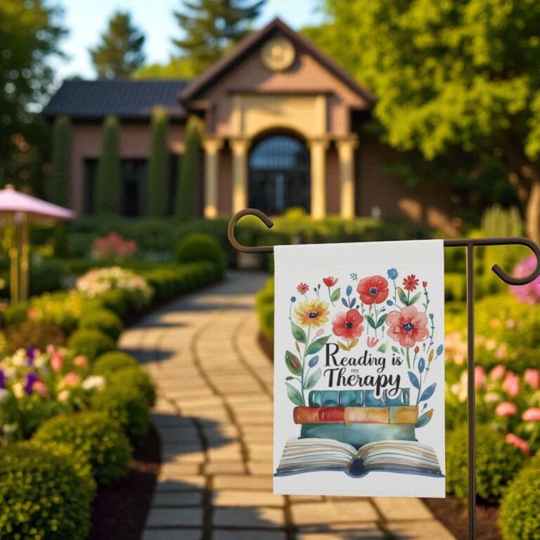 Reading Is My Therapy Garden Flag for Book Lover Outdoor Decor
