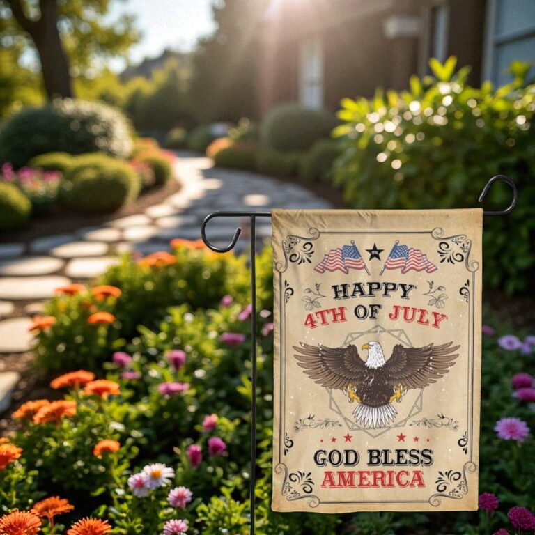 Retro 4th of July Garden Flag, Patriotic US Decoration