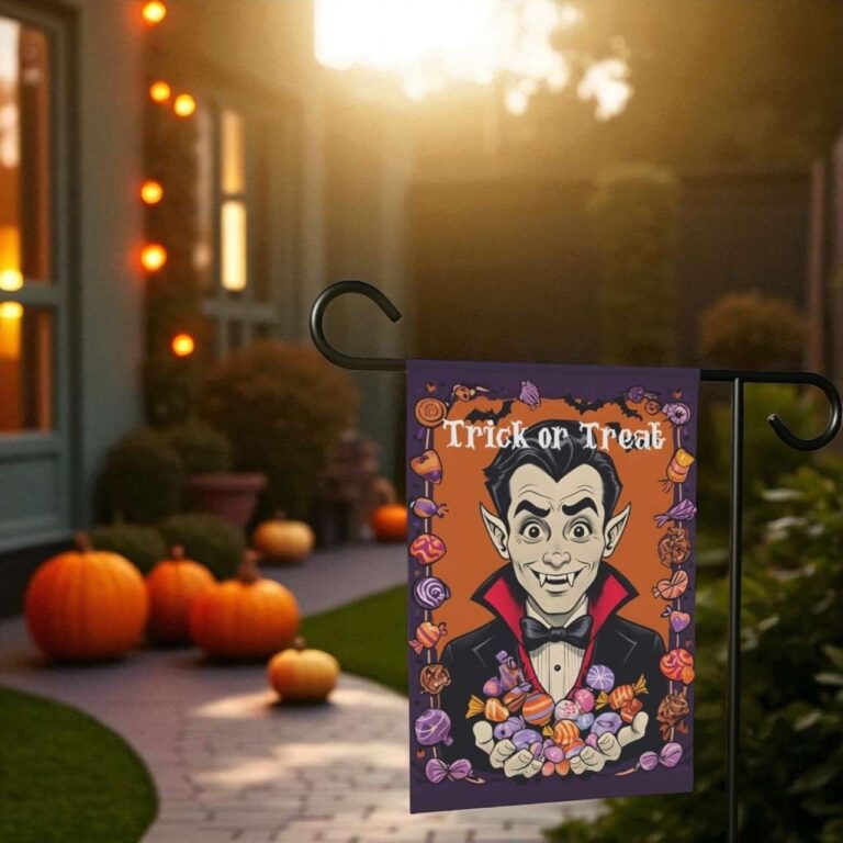 Retro Vampire Garden Flag for Spooky Halloween Yard Decor
