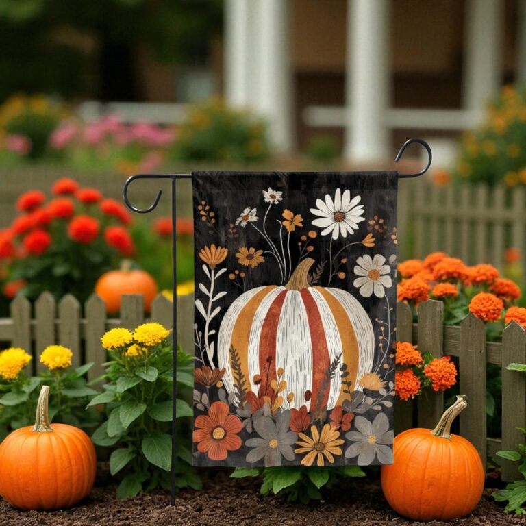 Rustic Pumpkin Garden Flag, Autumn Fall Yard Decor
