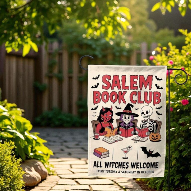 Salem Book Club Garden Flag Witchy Halloween Outdoor Decor