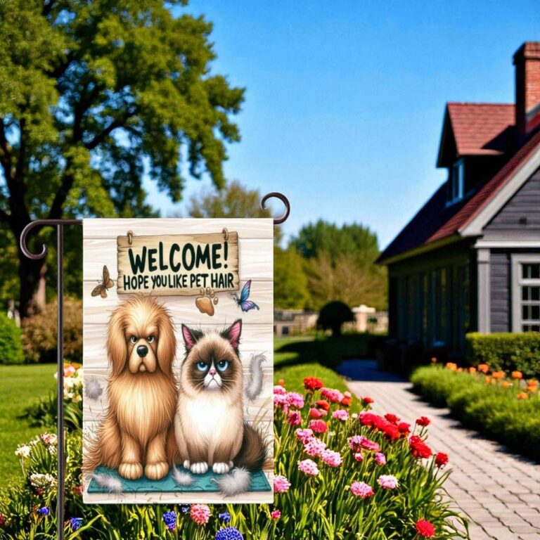Sarcastic Cat Dog Garden Flag for Funny Welcome Decor