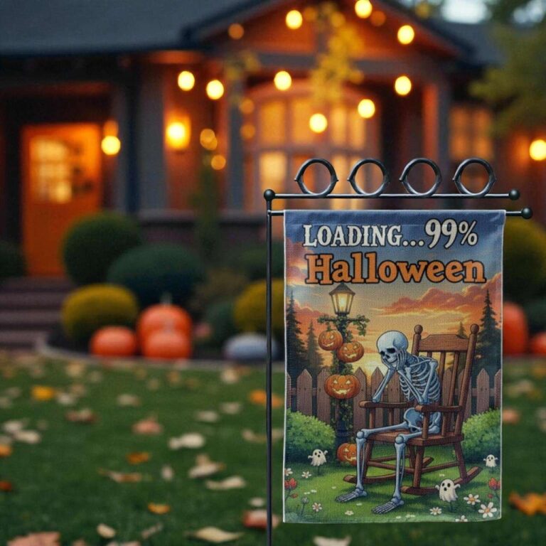 Skeleton Garden Flag for Halloween | Funny Outdoor Banner