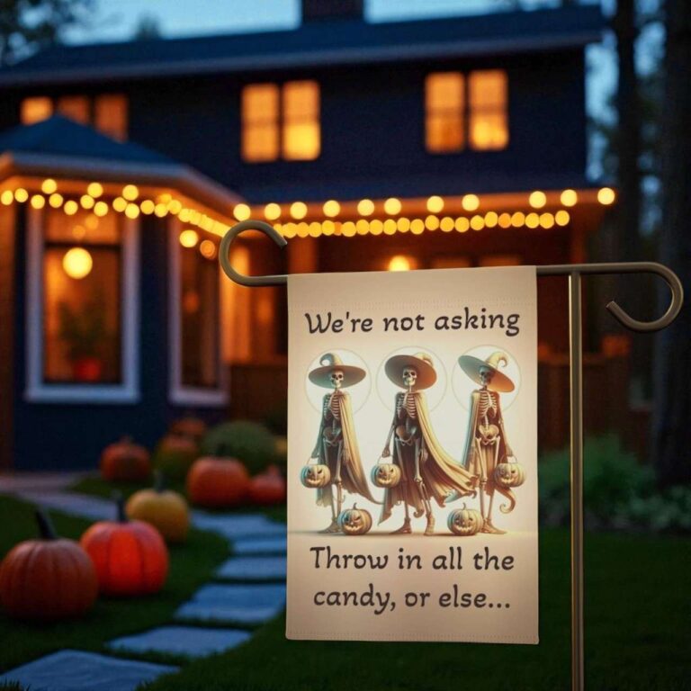 Skeleton Witches Yard Sign – Funny Halloween Garden Banner