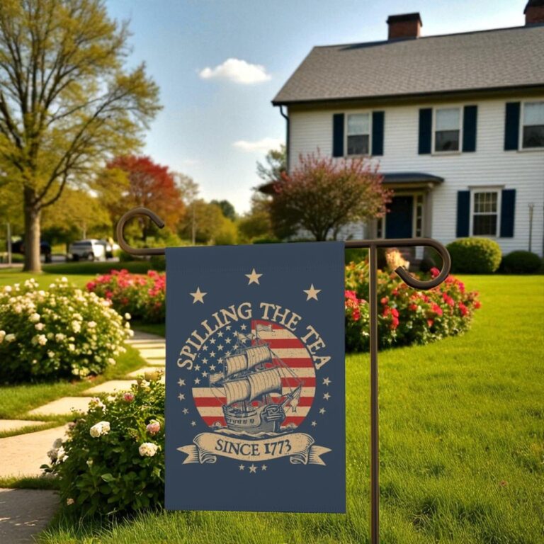 Spilling the Tea Flag, Funny Housewarming Garden Decor