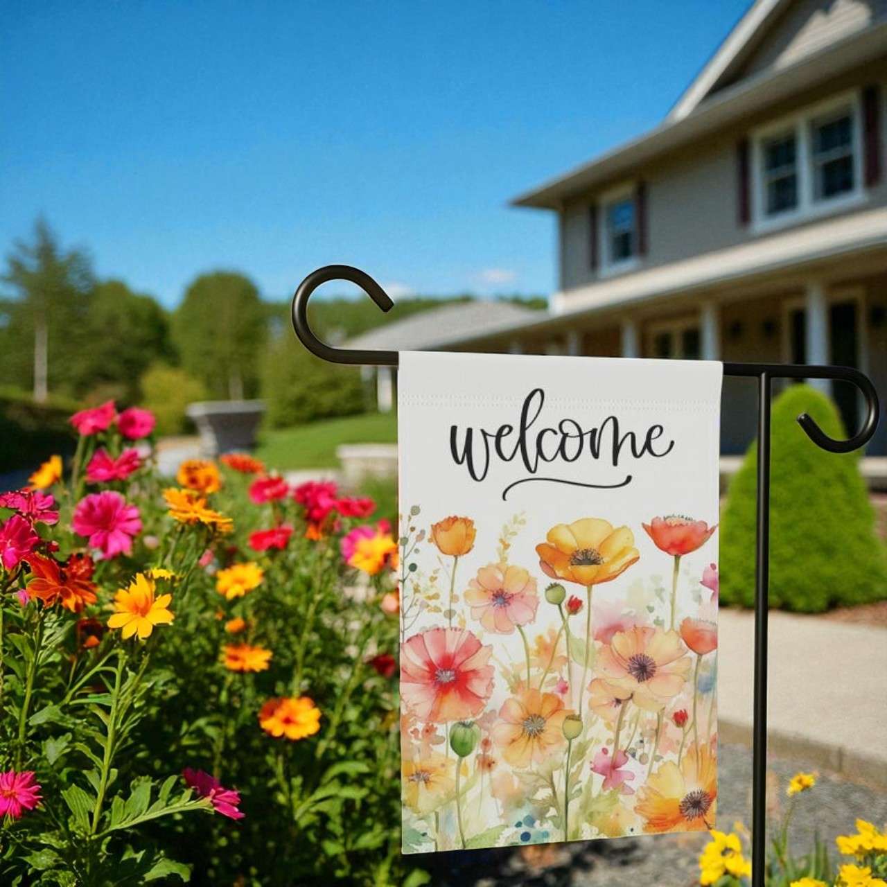 Spring Garden Flag, Floral Welcome Yard Decor
