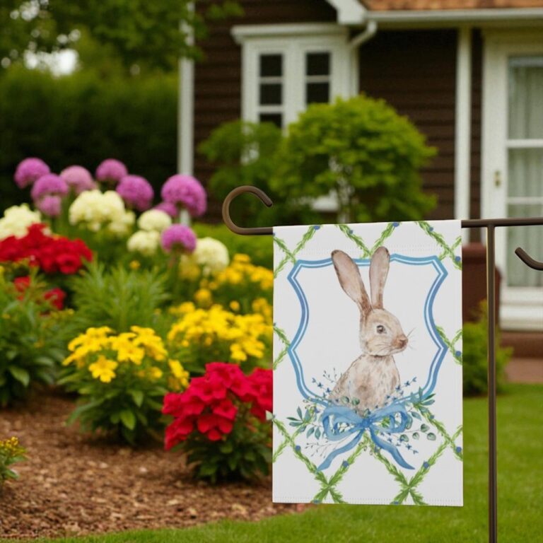 Spring Rabbit Garden Flag, Easter Bunny Banner