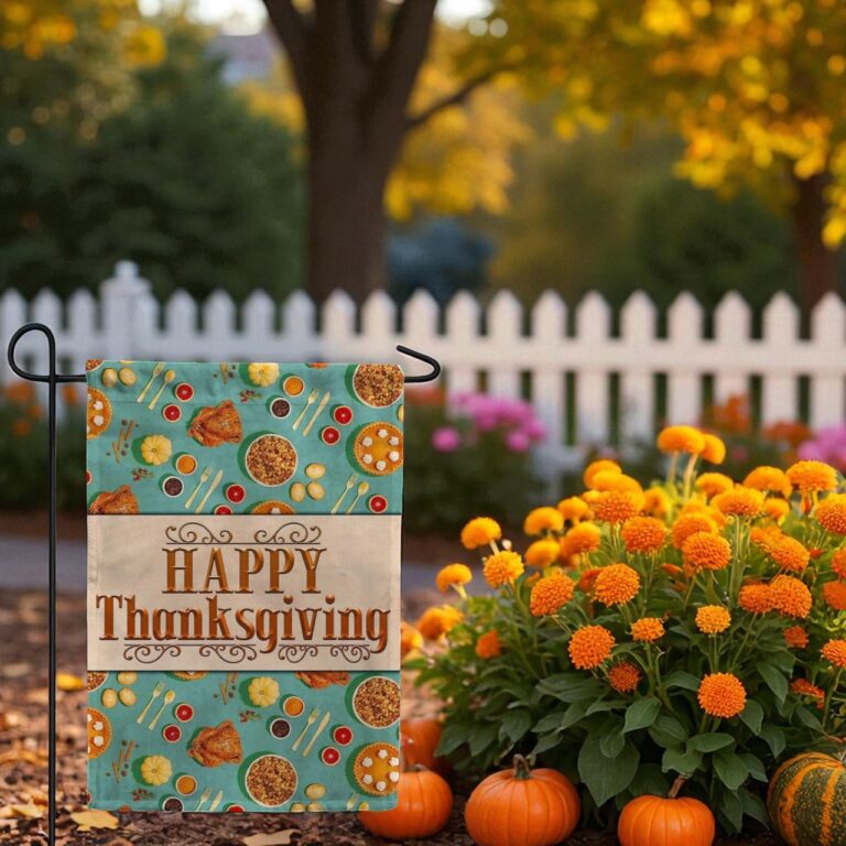 Thanksgiving Double Sided Flag, Holiday Feast Decor