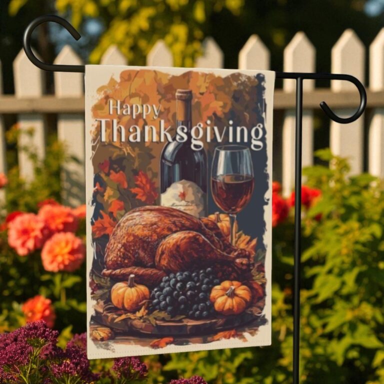 Thanksgiving Feast Welcome Flag, Fall Plaid Garden Flag