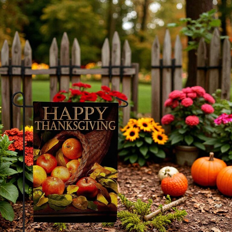 Happy Thanksgiving Flag, Autumn Harvest Decor