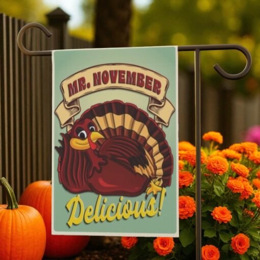 Thanksgiving Garden Flag, Retro Vintage Turkey Decor