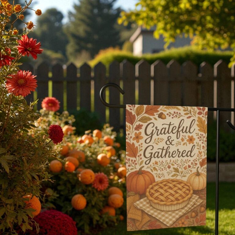 Thanksgiving Garden Flag, Vintage Fall Porch Decor