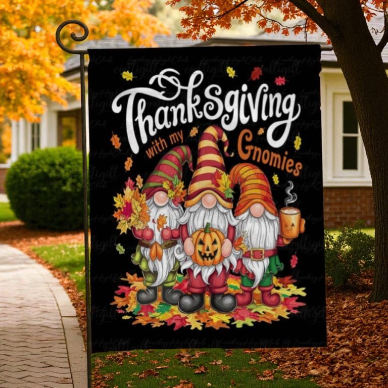 Thanksgiving Gnome Flag, Autumn Yard Decoration