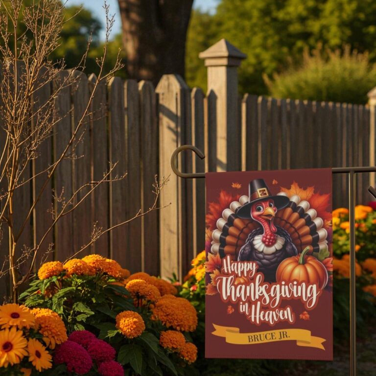 Thanksgiving Memorial Garden Flag, Custom Cemetery Decor