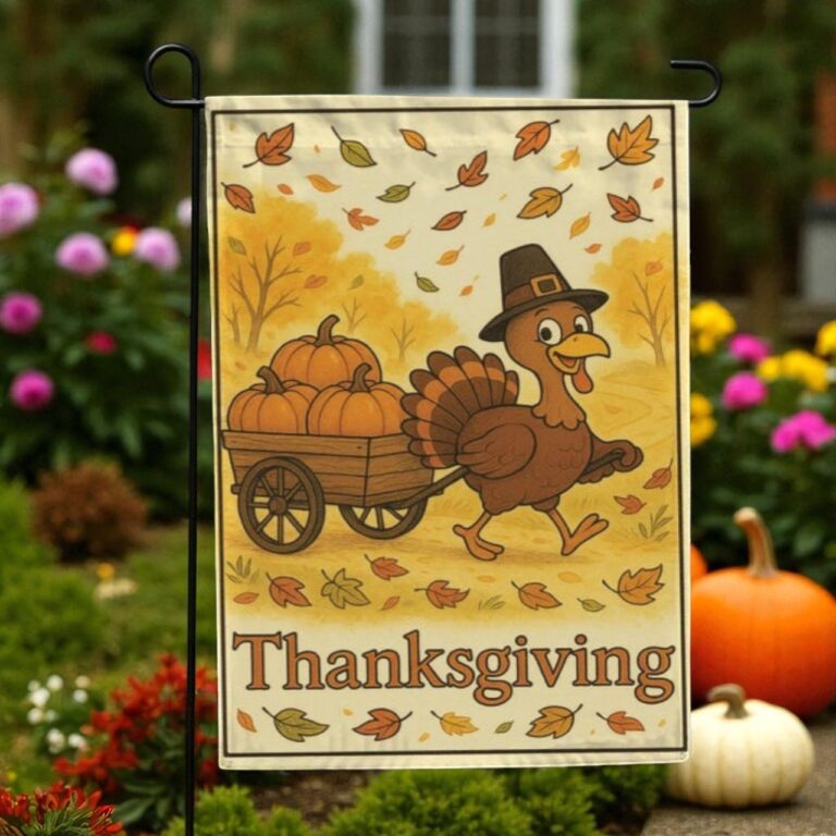 Thanksgiving Turkey Garden Flag, Fall Harvest Yard Decor
