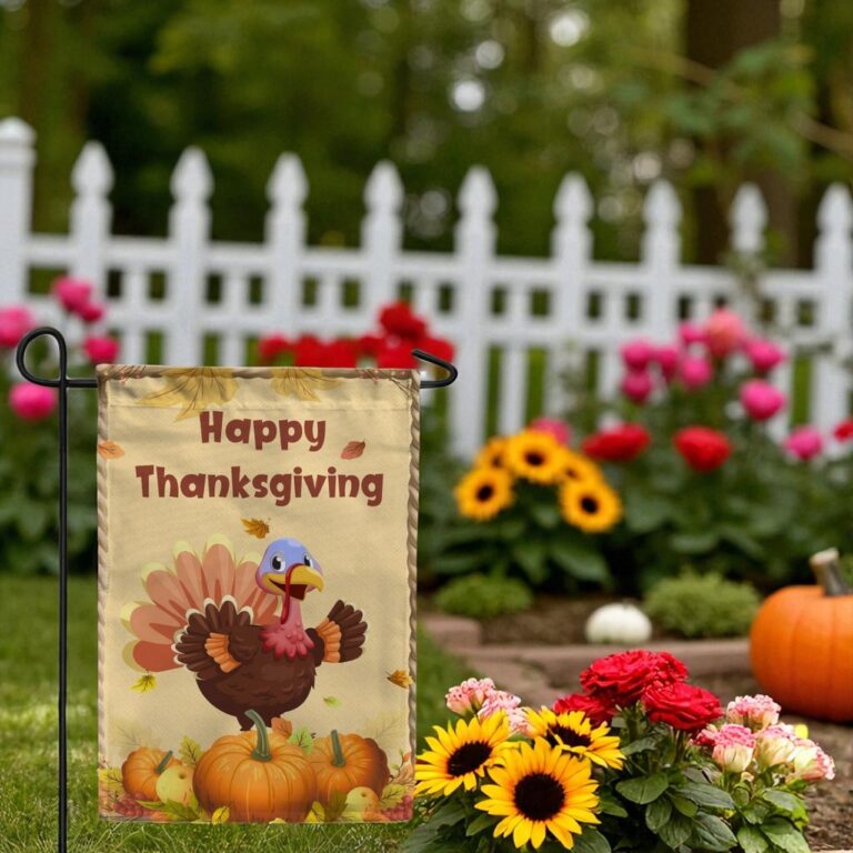 Thanksgiving Turkey Garden Flag, Fall Pumpkin Decor