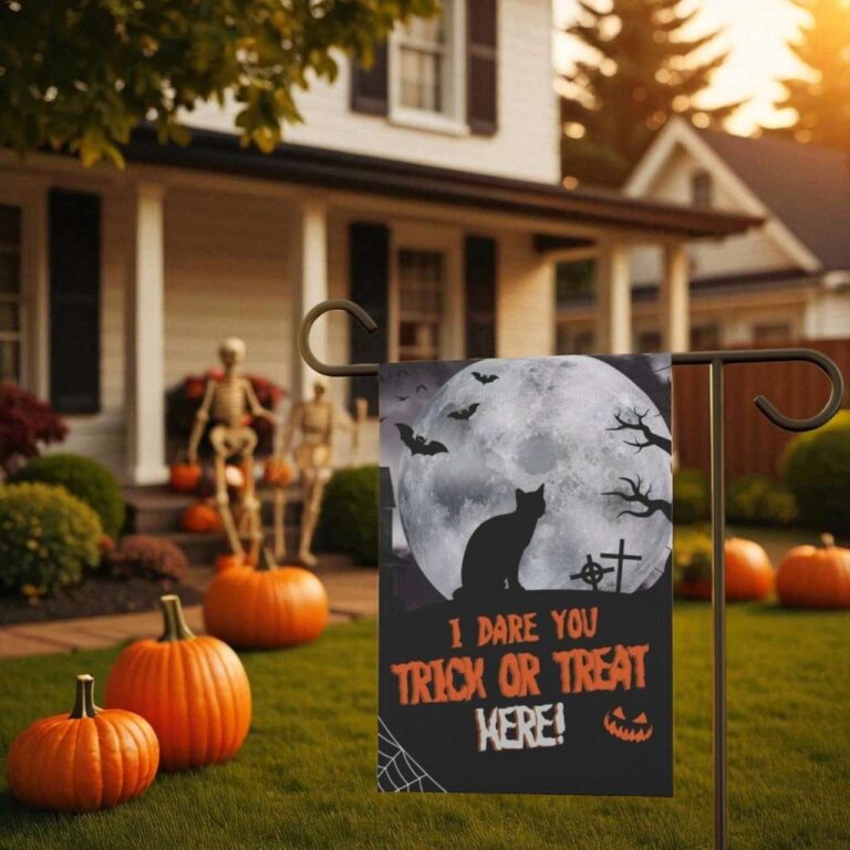 Spooky Cat Halloween Banner Yard Flag Durable Outdoor Decor