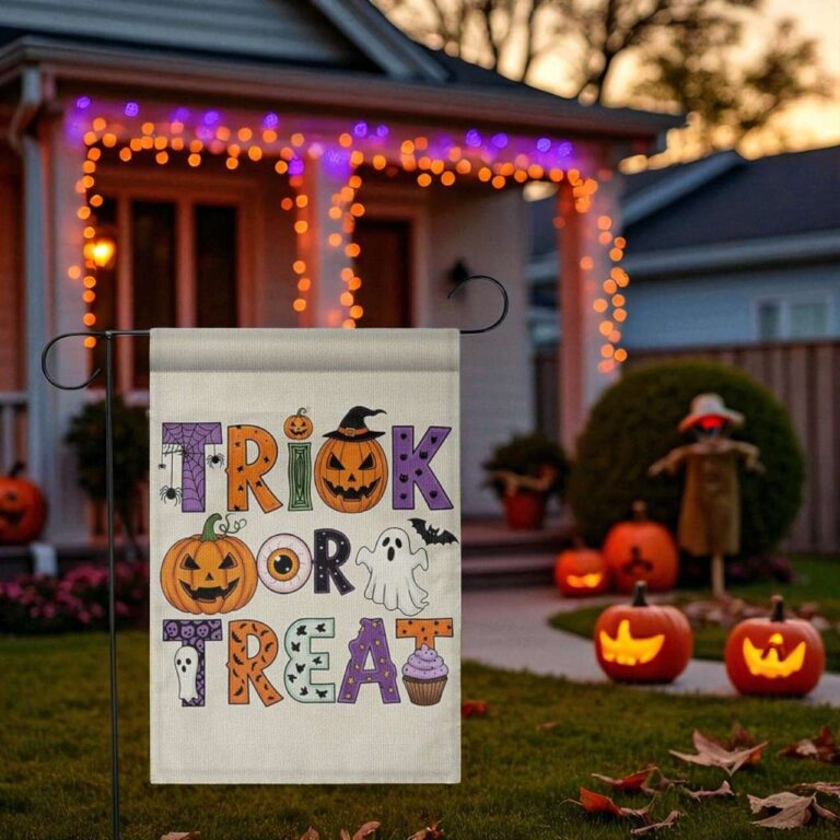 Trick or Treat Halloween Garden Flag | Durable Cute Ghost Pumpkin Decor