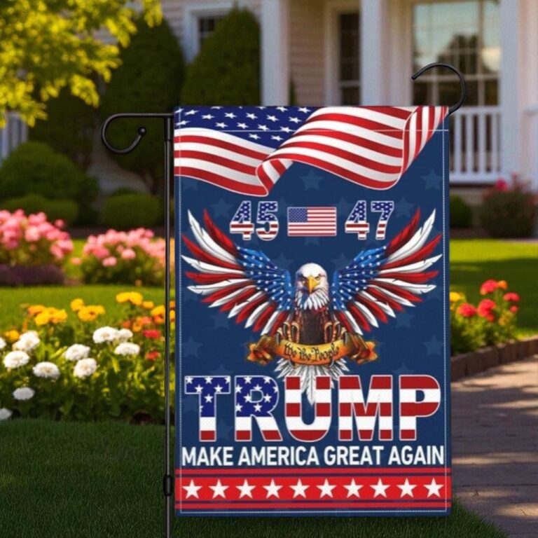 Trump 2025 Garden Flag, Patriotic Bald Eagle Yard Sign