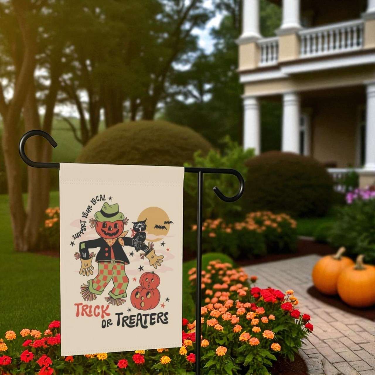 Vintage Halloween Scarecrow Garden Flag, Retro Halloween Decorations