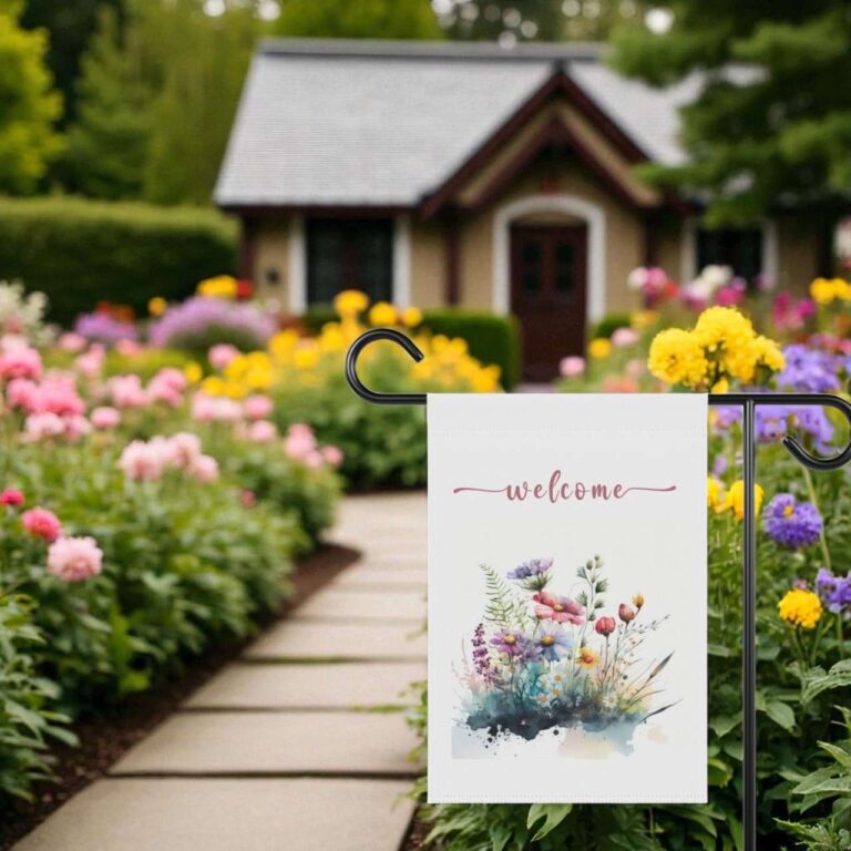 Watercolor Floral Garden Flag for Spring | Welcome Outdoor Decor